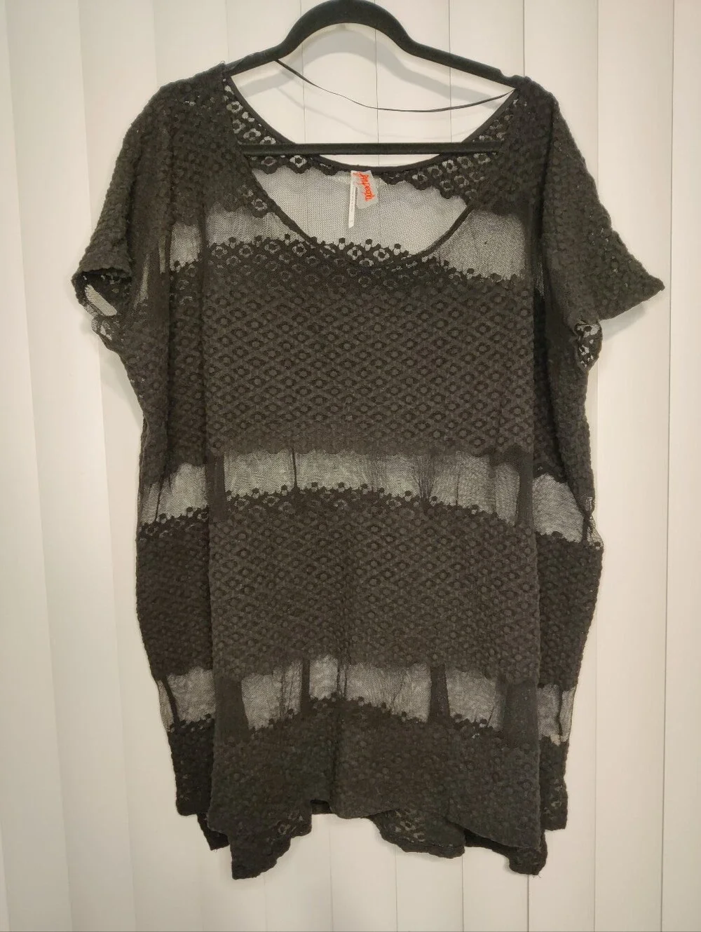 Free People Black Sheer Lace/Mesh Swim Coverup